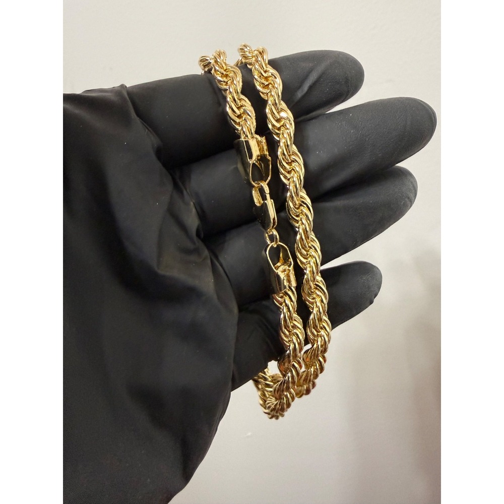 big rope chain 7mm 20inch 14k gold layered lobster clasp - Picture 4 of 6